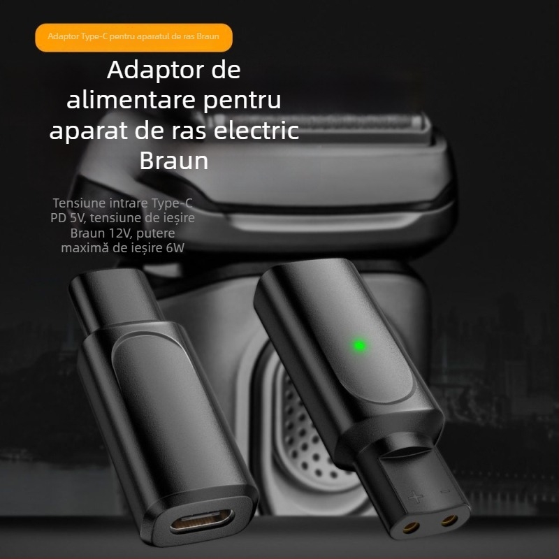 Convertor Type-C pentru cablu de încărcare Braun aparat de ras, compatibil cu seriile XT/HC/BG