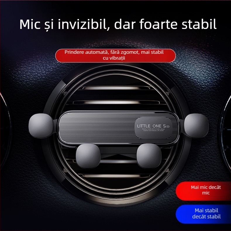 Suport pentru telefon auto - prindere pe ventilarea aerului, Snap-On, montaj prin gravitație, rotire 360°, compatibil universal, personalizabil