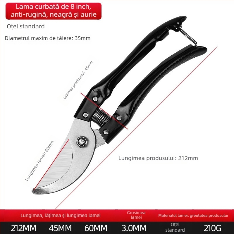 Foarfă de tăiat crengi – multifuncțională, lamă ascuțită și durabilă, lamă din oțel inoxidabil, diametru de tăiere 3