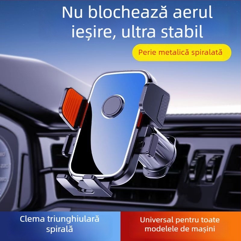 Suport pentru telefon auto – aliaj, universal, montaj pe bord prin gravitație, antișoc