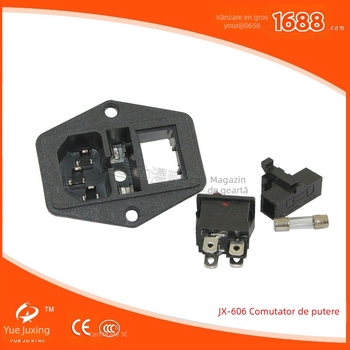 Intrerupător principal de alimentare cu siguranță pentru claw machine, model JX-606, material plastic, greutate 0,08 kg, logo imprimat, prelucrare OEM.