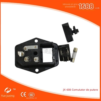 Intrerupător principal de alimentare cu siguranță pentru claw machine, model JX-606, material plastic, greutate 0,08 kg, logo imprimat, prelucrare OEM.