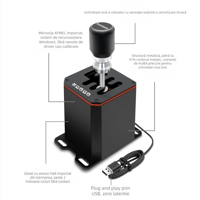 Schimbător de viteze pentru PC – simulare cu senzor Hall liniar | Brand: ODDOR | Model: BHPC01 | Stare: Nou