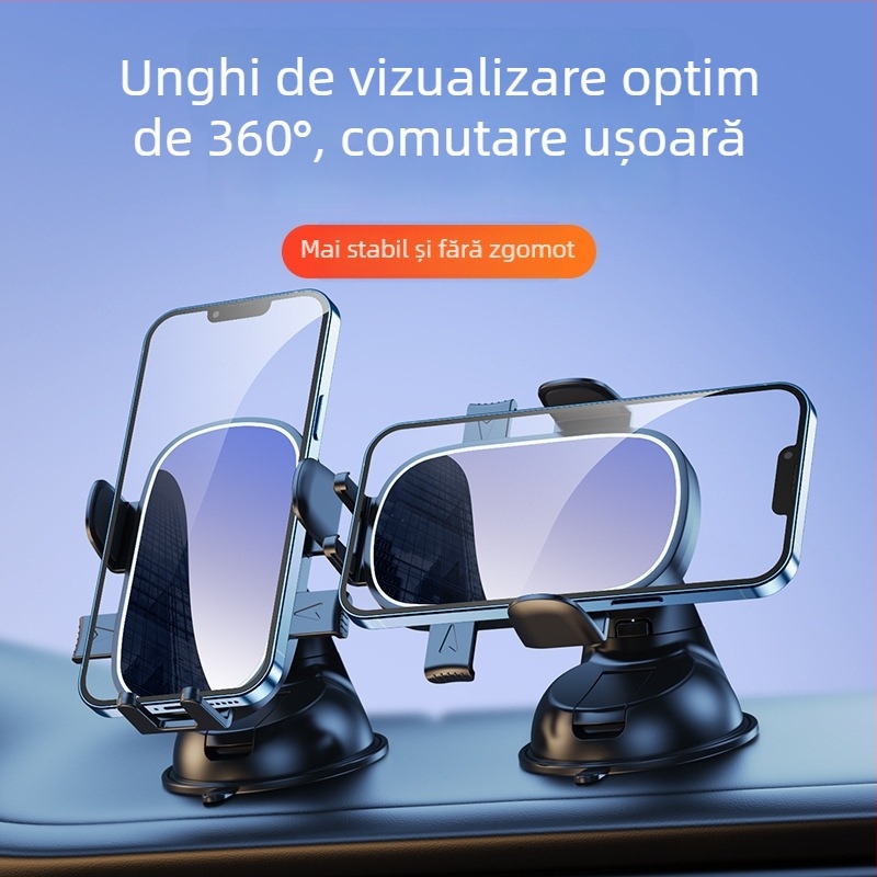 Suport pentru telefon auto cu ventuză, montat pe bord, universal, rotativ la 360°