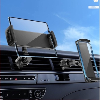Suport auto pentru telefon și tabletă – montaj universal pe gură de aer, rotativ, prindere cu clips