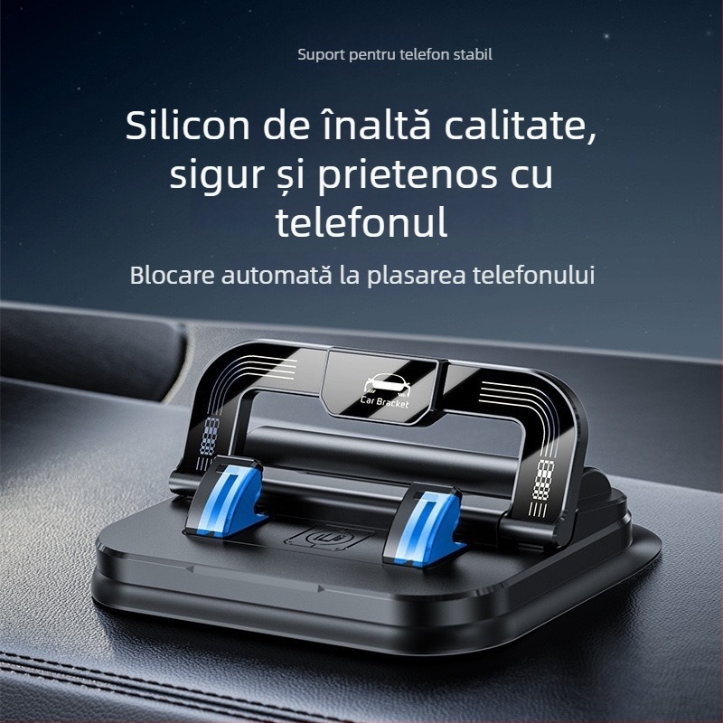 Suport auto 2 în 1 pentru telefon și suport pentru navigație pe bord, montaj cu bandă, rotire 360°, compatibil universal, suport pentru plăcuță de parcare temporară