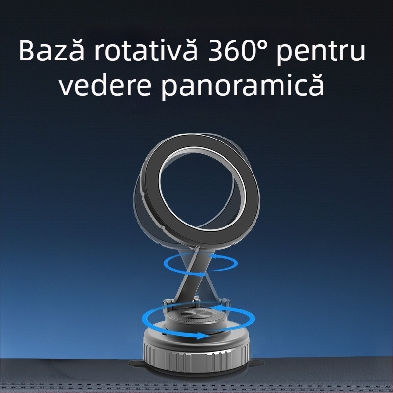 Suport auto pentru telefon pentru navigație cu ventuză, suport magnetic din aliaj, pliabil, rotire 360°, compatibil universal