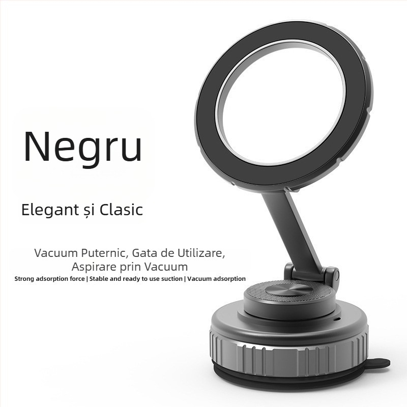 Suport auto pentru telefon pentru navigație cu ventuză, suport magnetic din aliaj, pliabil, rotire 360°, compatibil universal