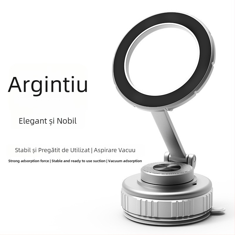 Suport auto pentru telefon pentru navigație cu ventuză, suport magnetic din aliaj, pliabil, rotire 360°, compatibil universal