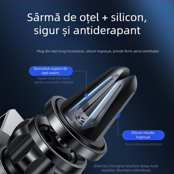 Suport auto pentru telefon cu montaj prin gravitație, clemă din silicon, rotire la 360°, universal pentru ventilația mașinii