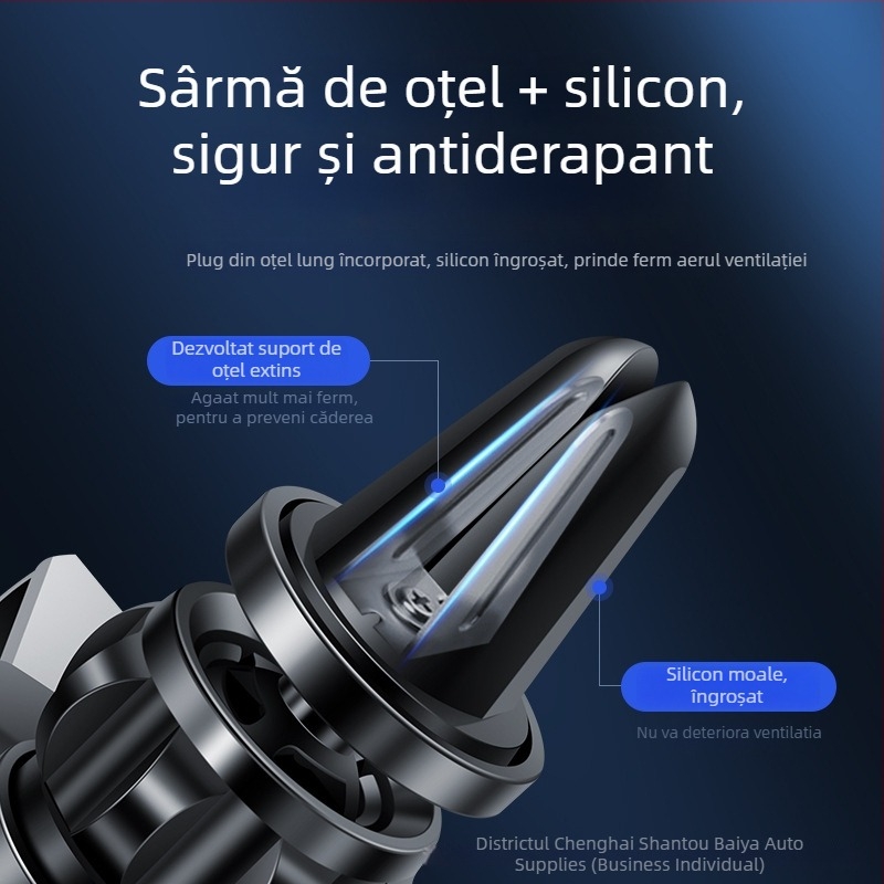Suport auto pentru telefon cu montaj prin gravitație, clemă din silicon, rotire la 360°, universal pentru ventilația mașinii