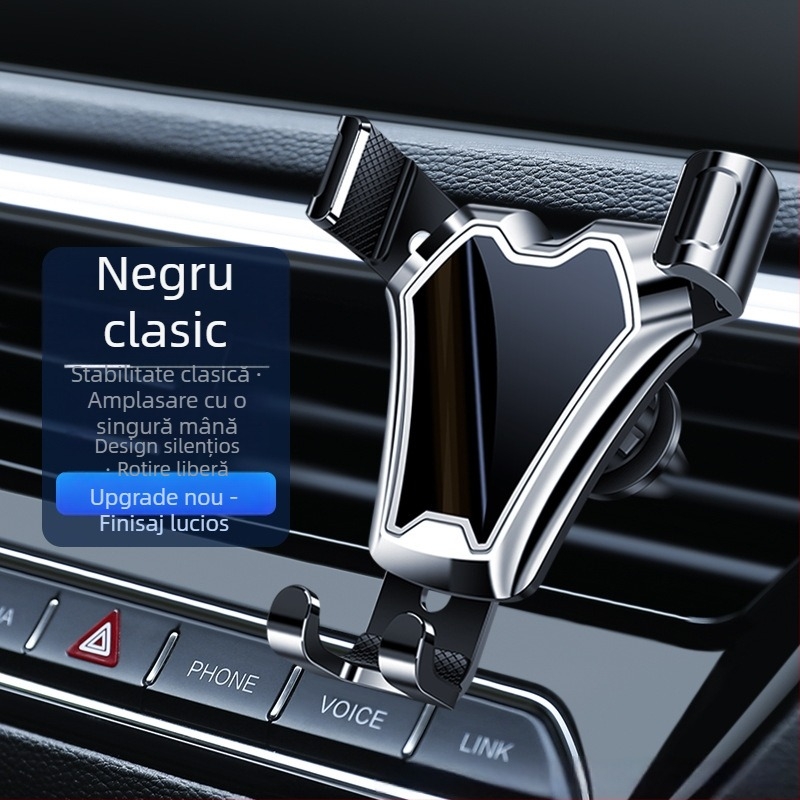 Suport auto pentru telefon cu montaj prin gravitație, clemă din silicon, rotire la 360°, universal pentru ventilația mașinii