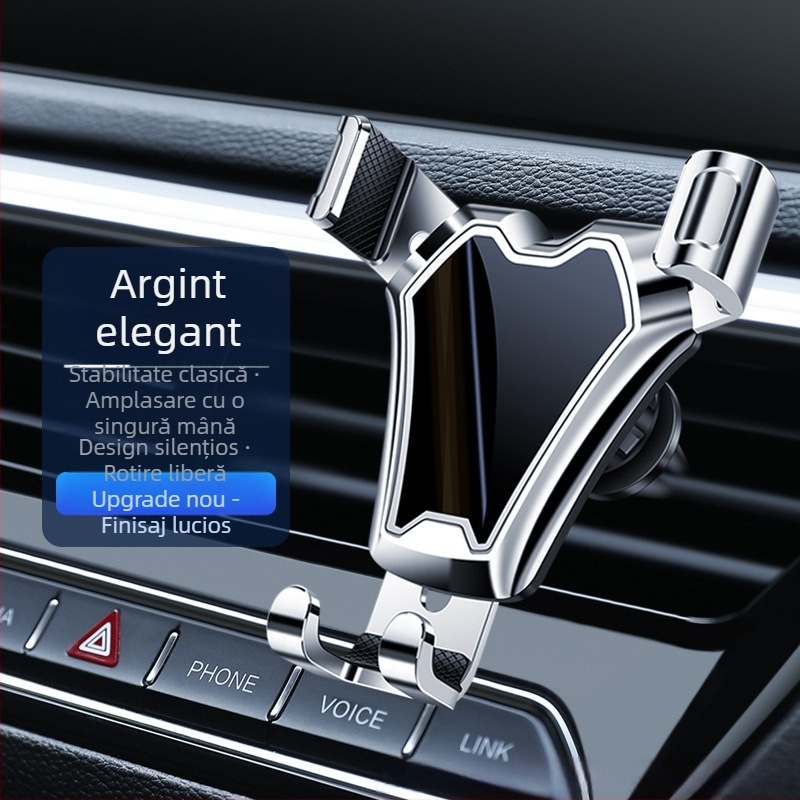 Suport auto pentru telefon cu montaj prin gravitație, clemă din silicon, rotire la 360°, universal pentru ventilația mașinii