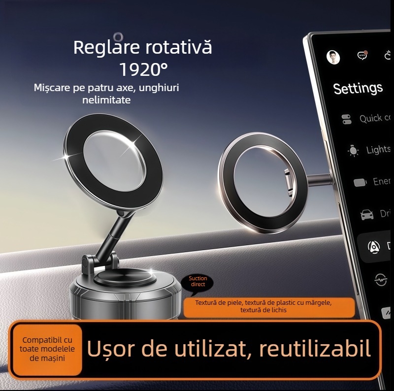 Suport Magnetic pentru Navigație Auto cu Bază cu Ventuză (Brand: Jts; Compatibilitate Universală; Personalizare disponibilă; Fără încărcare; Montaj pe panoul de bord)