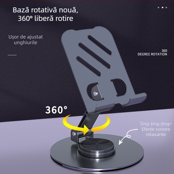 Suport de birou pentru telefon, rotire la 360°, construcție din aliaj, pliabil și portabil pentru mașină