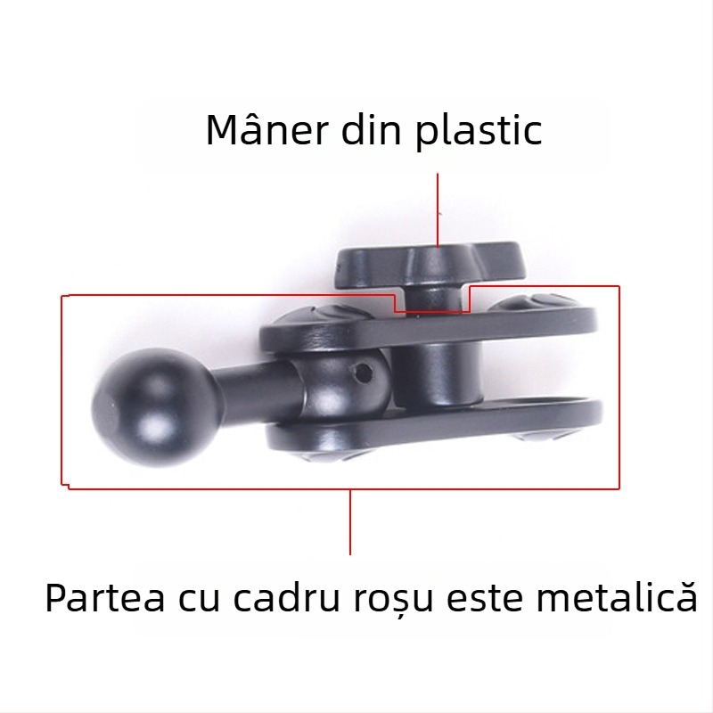 Suport auto din aliaj de aluminiu pentru telefoane, design universal, extensie cu articulație sferică de 17 mm