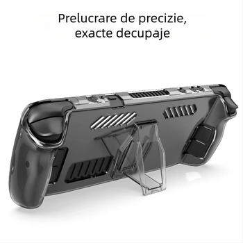 Carcasă PC transparentă de protecție pentru Steam Deck cu suport — carcasă cristal transparentă din două părți, material PC