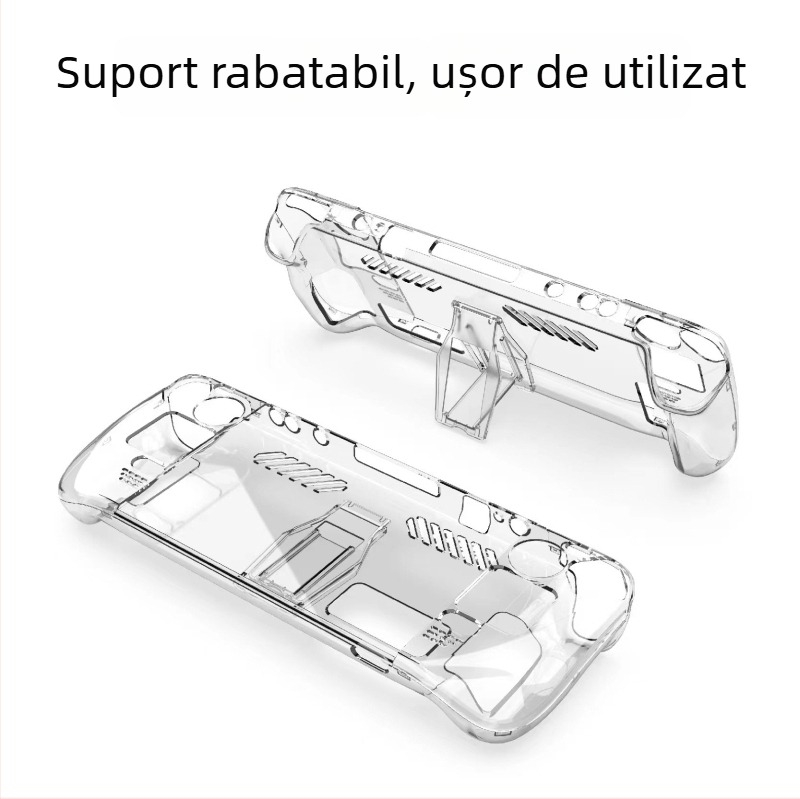 Carcasă PC transparentă de protecție pentru Steam Deck cu suport — carcasă cristal transparentă din două părți, material PC