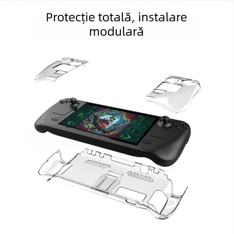 Carcasă PC transparentă de protecție pentru Steam Deck cu suport — carcasă cristal transparentă din două părți, material PC