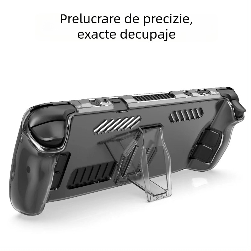 Carcasă PC transparentă de protecție pentru Steam Deck cu suport — carcasă cristal transparentă din două părți, material PC