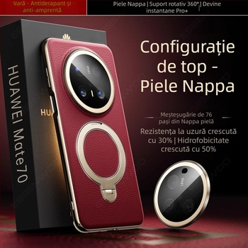 Husă Huawei Mate70 Pro din piele naturală, protecție, cu prindere și magnet, anti-cadere