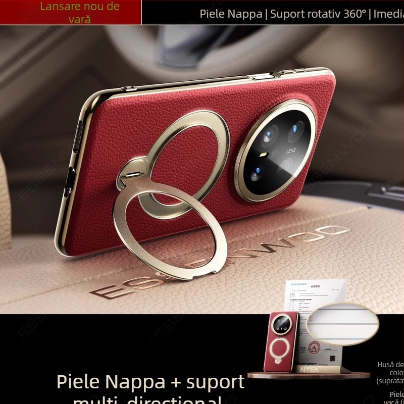 Husă Huawei Mate70 Pro din piele naturală, protecție, cu prindere și magnet, anti-cadere