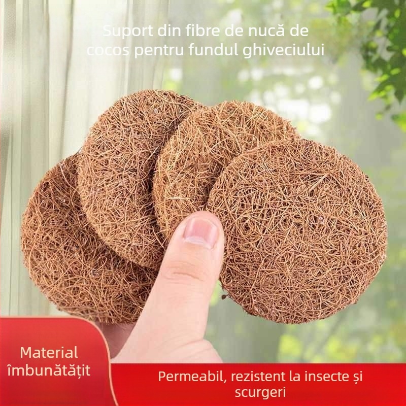 Padă de fund pentru ghivece din fibre de cocos, circulară, etanș la scurgeri, plasa respirabilă pentru suculente (Material: Alte; Import: Nu; Tip: Duș; Scenarii aplicabile: Alte)