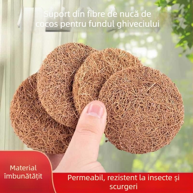 Padă de fund pentru ghivece din fibre de cocos, circulară, etanș la scurgeri, plasa respirabilă pentru suculente (Material: Alte; Import: Nu; Tip: Duș; Scenarii aplicabile: Alte)