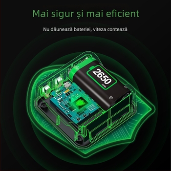 Set baterii pentru controller Xbox Series X – 2650mAh, încărcător dual fără fir, celule grafen, cutie baterii + 2 baterii + cablu Type-C