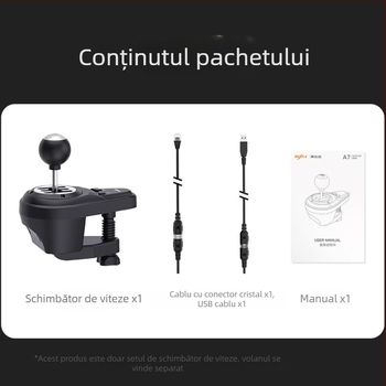 PXN-A7 pârghie schimbător 6+1 viteze pentru volan de joc Lashda, interfață USB, compatibil cu Lashda V9/V10 PC, include cablu și manual
