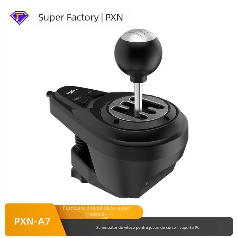 PXN-A7 pârghie schimbător 6+1 viteze pentru volan de joc Lashda, interfață USB, compatibil cu Lashda V9/V10 PC, include cablu și manual