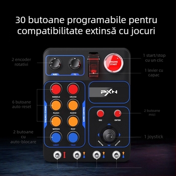 PXN-CB1 Box Central de Control pentru simulatoare de curse cu iluminare RGB, USB pentru PC