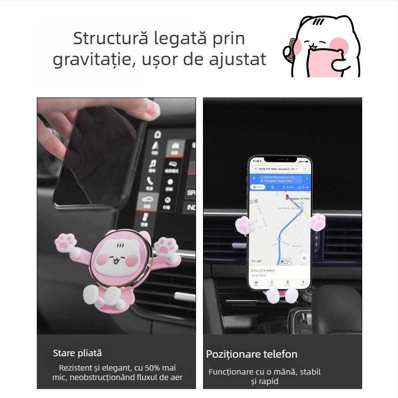 Che Dafu Ike 01 Suport pentru telefon auto pentru ventilație, prindere prin gravitație, design cartoon, pentru navigație