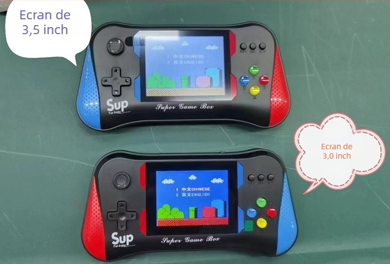 Consolă portabilă de jocuri retro pentru doi jucători, sistem de operare pe 8 biți, 256 MB memorie, interfață USB