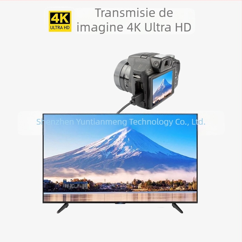 Cablu video HDMI Mini HD 2.0 pentru Canon EOS R și modele DSLR 6D, 7D, 60D, 70D, 6D II, 7D II