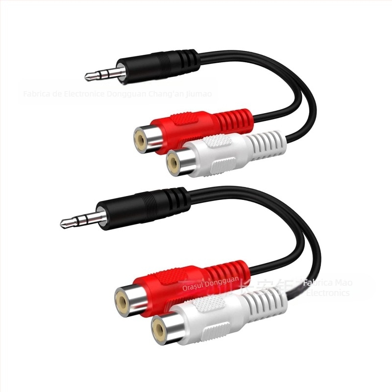 Cablu adaptor audio și video 3,5 mm stereo către RCA dublu, nucleu din cupru, placare nichel, ROHS