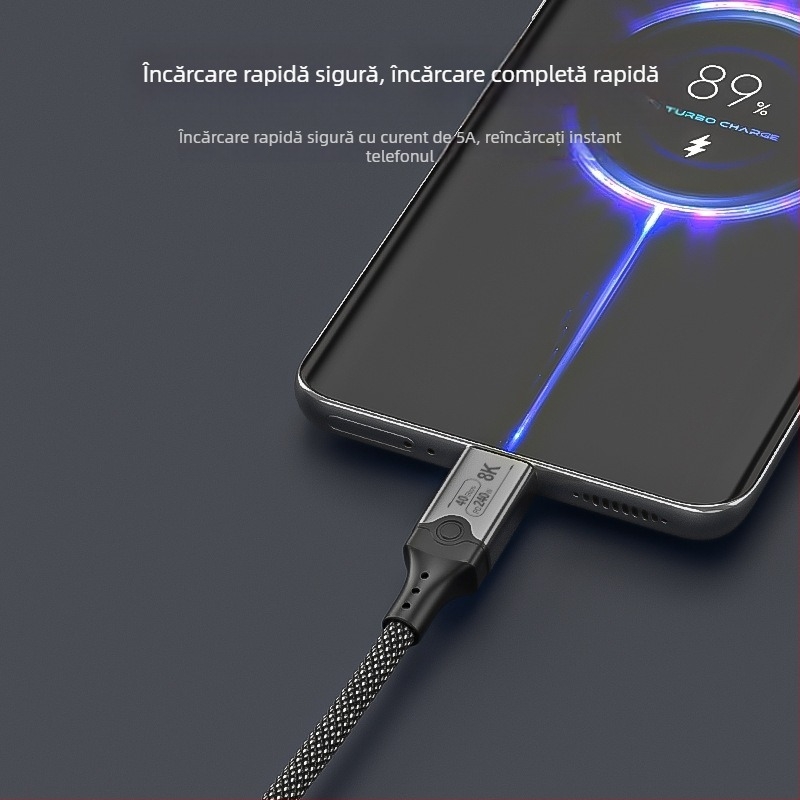 Cablu de date USB4 USB-C, 40Gbps, 8K video, încărcare rapidă 240W, certificat CCC