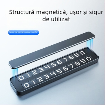 Plăcuță metalică temporară pentru parcare, cu număr de contact, model T2, luminoasă, posibilitatea imprimării logo-ului și personalizării