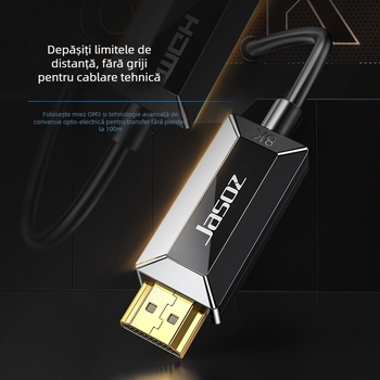 Cablu HDMI din fibra opticǎ, HDMI 2.1, suport 8K, conectori placati cu aur, lungimi până la 50 m
