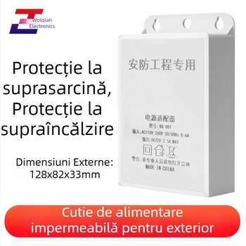 Sursă de alimentare pentru supraveghere exterior, 12V 2.5A 24W, montaj pe perete, alimentare switching pentru cameră IP HD