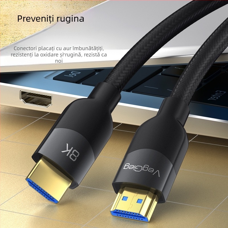 Weige cablu HDMI 2.1, 8K, împletit, 1.5 m, placat cu aur, pentru PC/Monitor/Set-top box, 8K60Hz