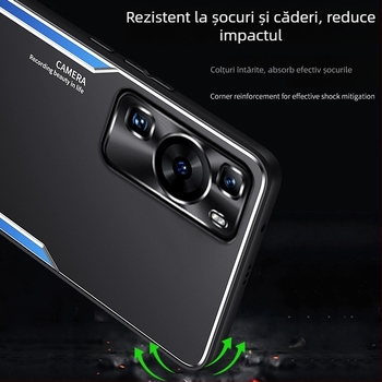 Carcasă de protecție pentru Huawei P60 / P60 Pro cu spate metalizat sablat, margini moi din silicon, acoperire completă, anti-cadere