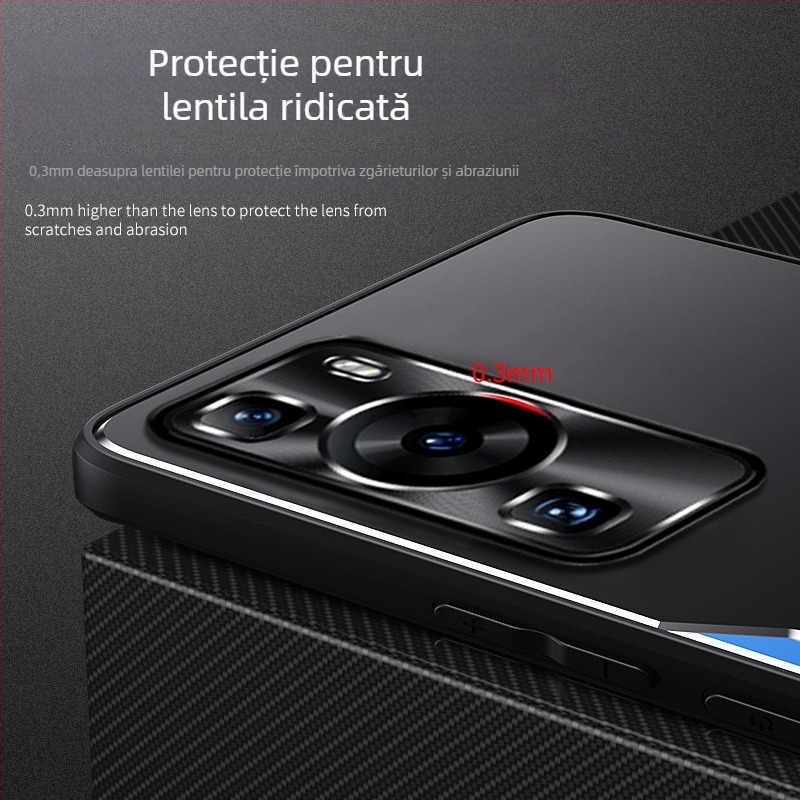 Carcasă de protecție pentru Huawei P60 / P60 Pro cu spate metalizat sablat, margini moi din silicon, acoperire completă, anti-cadere