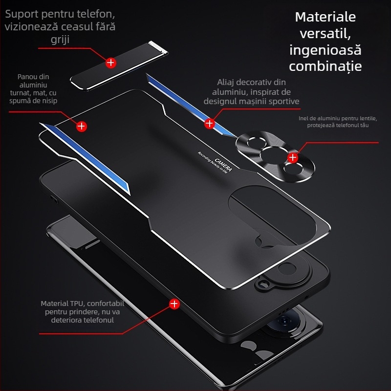 Carcasă de protecție pentru Huawei P60 / P60 Pro cu spate metalizat sablat, margini moi din silicon, acoperire completă, anti-cadere