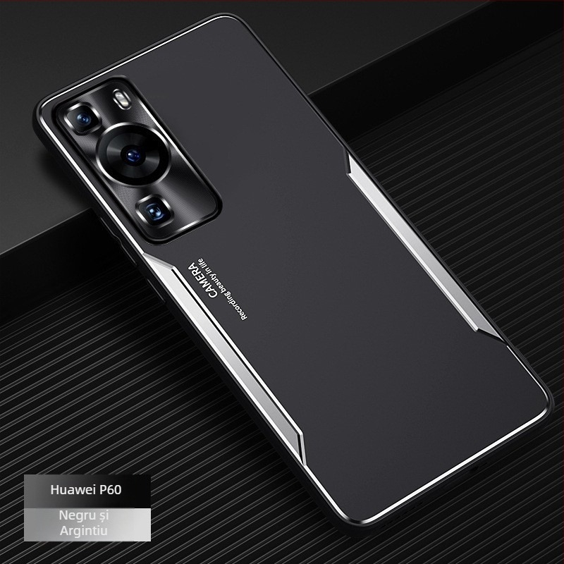 Carcasă de protecție pentru Huawei P60 / P60 Pro cu spate metalizat sablat, margini moi din silicon, acoperire completă, anti-cadere