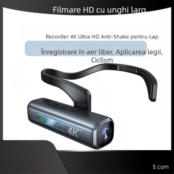 Kameră de acțiune montată pe cască, cu rezoluție 4K, stabilizare electronică a imaginii, obiectiv 2.0, ecran LCD de 1,5 inch, stocare pe card CF