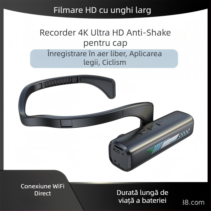 Kameră de acțiune montată pe cască, cu rezoluție 4K, stabilizare electronică a imaginii, obiectiv 2.0, ecran LCD de 1,5 inch, stocare pe card CF