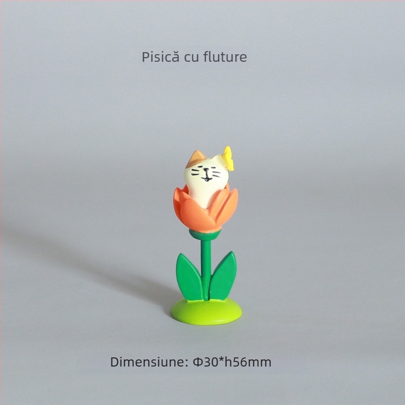 Ornament miniatural din rășină pentru grădină, cu motiv de pisică – stil japonez zakka, pentru ghivece și amenajări