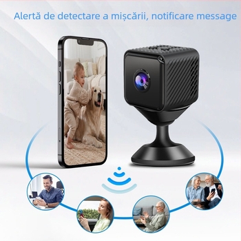 Cameră de securitate wireless pentru interior X2 cu Wi-Fi, video 1280x720 HD, 15fps, microfon încorporat, stocare pe card SD