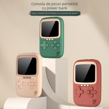 Consolă portabilă de jocuri 500 în 1, baterie externă de 10.000 mAh, duală, FC Retro Mini